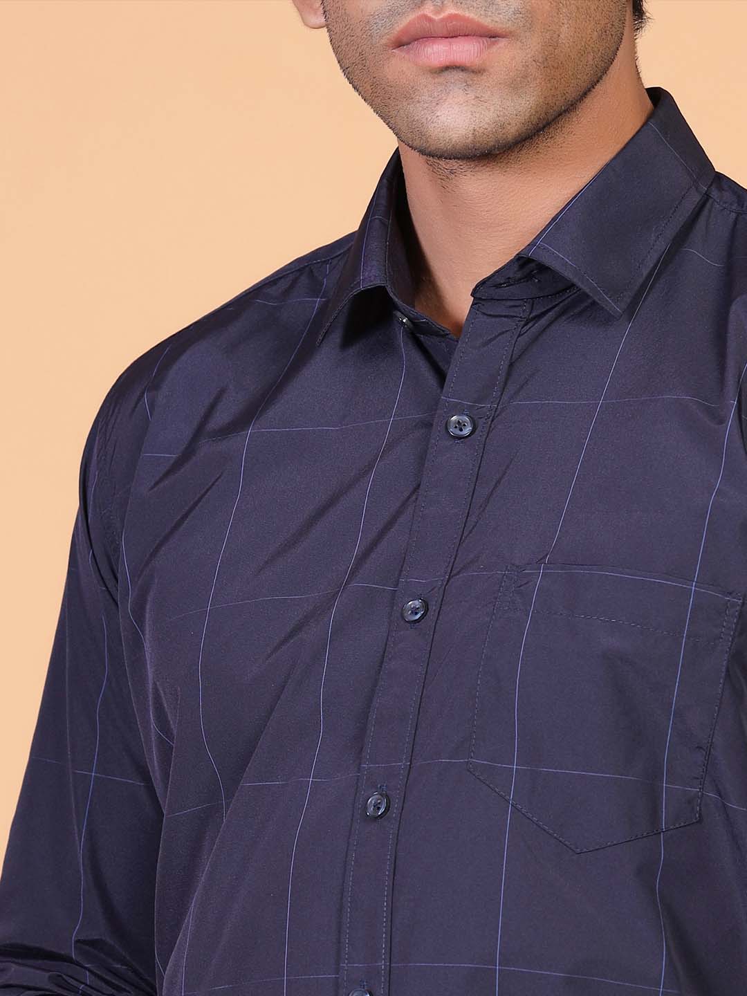 navy blue check shirt