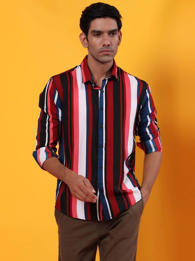 Multi Color Crepe Stripes Shirt - Tistabene