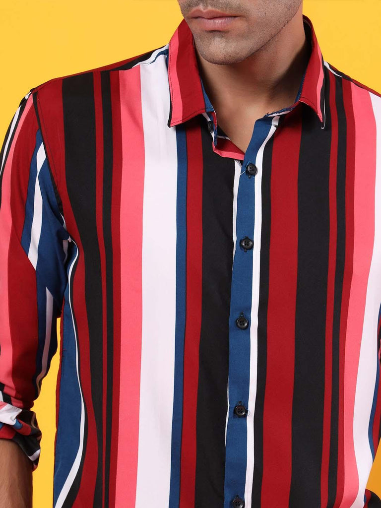 Multi Color Crepe Stripes Shirt - Tistabene