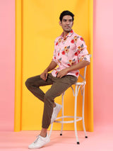 Pink Floral Printed Crepe Shirt