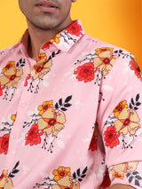 Pink Floral Printed Crepe Shirt