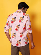 Pink Floral Printed Crepe Shirt
