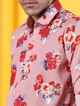 Pink Floral Printed Crepe Shirt - Tistabene