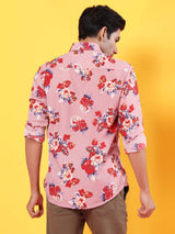 Pink Floral Printed Crepe Shirt - Tistabene