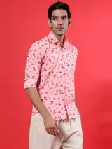 Pink Floral Printed Crepe Shirt