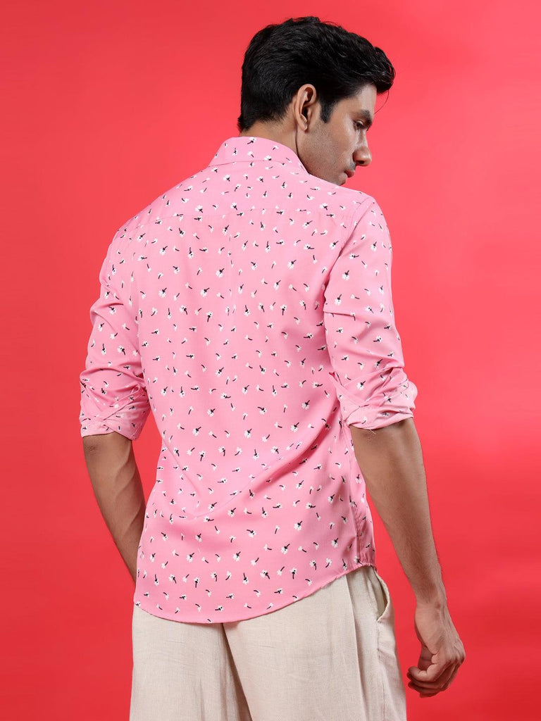 Pink Floral Printed Crepe Shirt - Tistabene