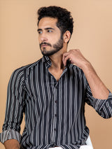 Black Stripes Crepe Shirt