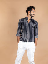 Black Stripes Crepe Shirt