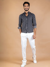 Black Stripes Crepe Shirt