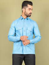 Blue Orion 4 Pocket Linen Shirt - Tistabene