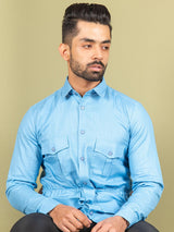 Blue Orion 4 Pocket Linen Shirt - Tistabene