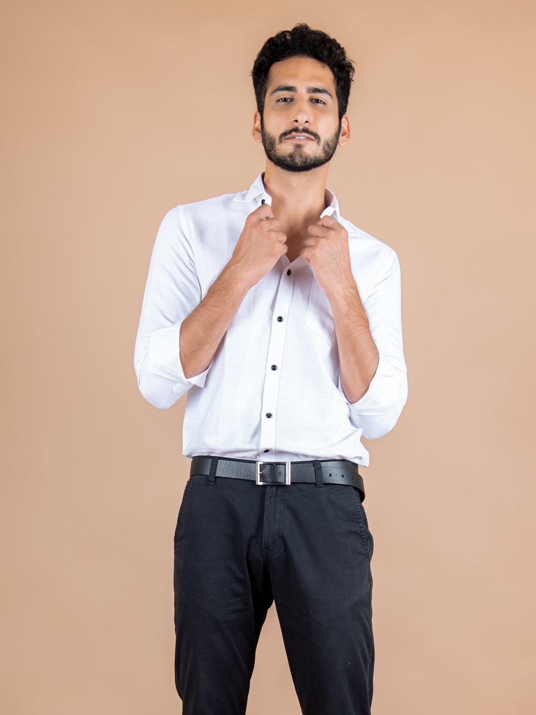 White Self Designer Shirt