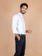 White Self Designer Shirt