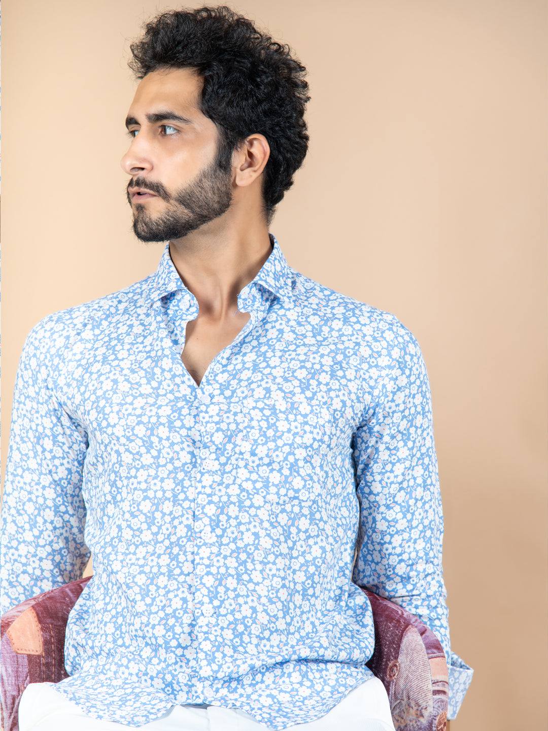 white printed shirt for men