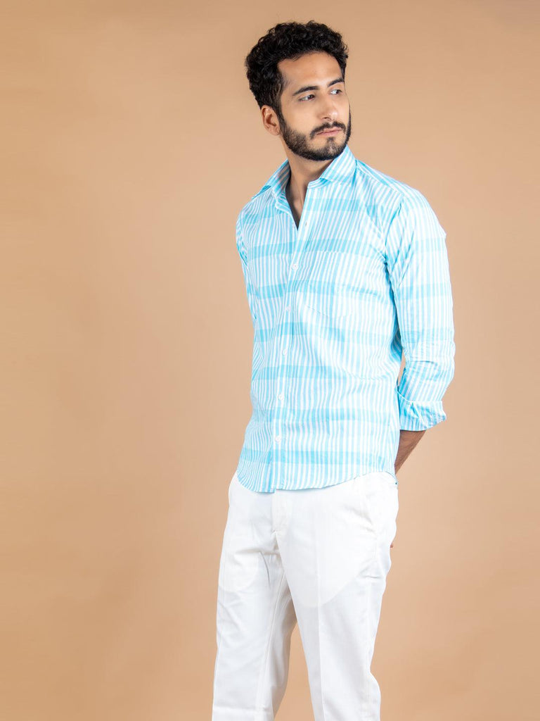 Blue Stripes Cotton Shirt - Tistabene