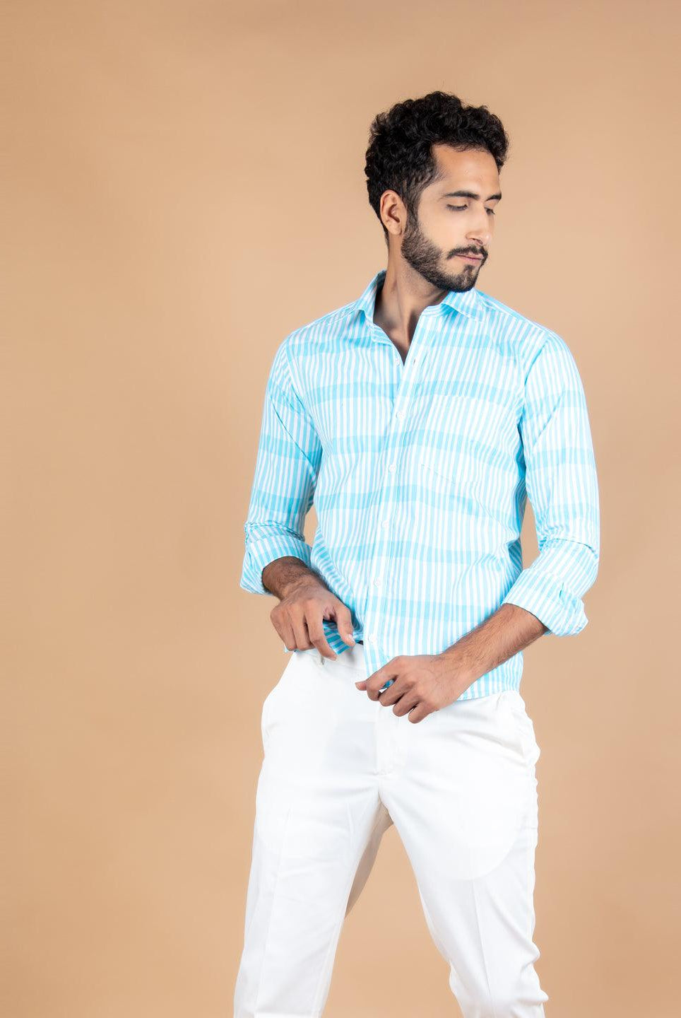 Blue Stripes Cotton Shirt - Tistabene