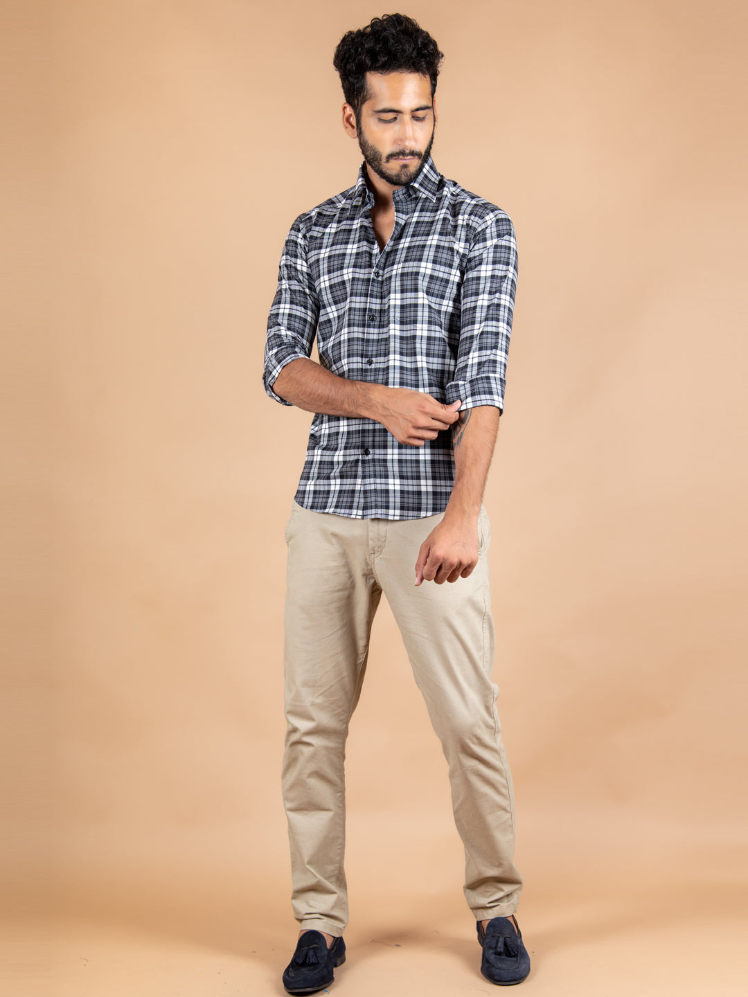 Black Checks Cotton Shirt