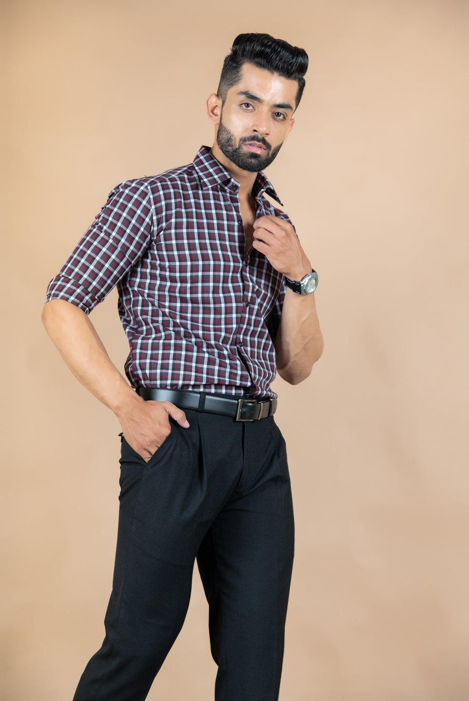 Red and Black Checks Cotton Shirt - Tistabene