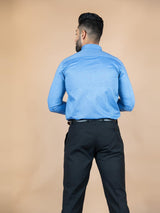 Blue Solid Cotton Shirt - Tistabene