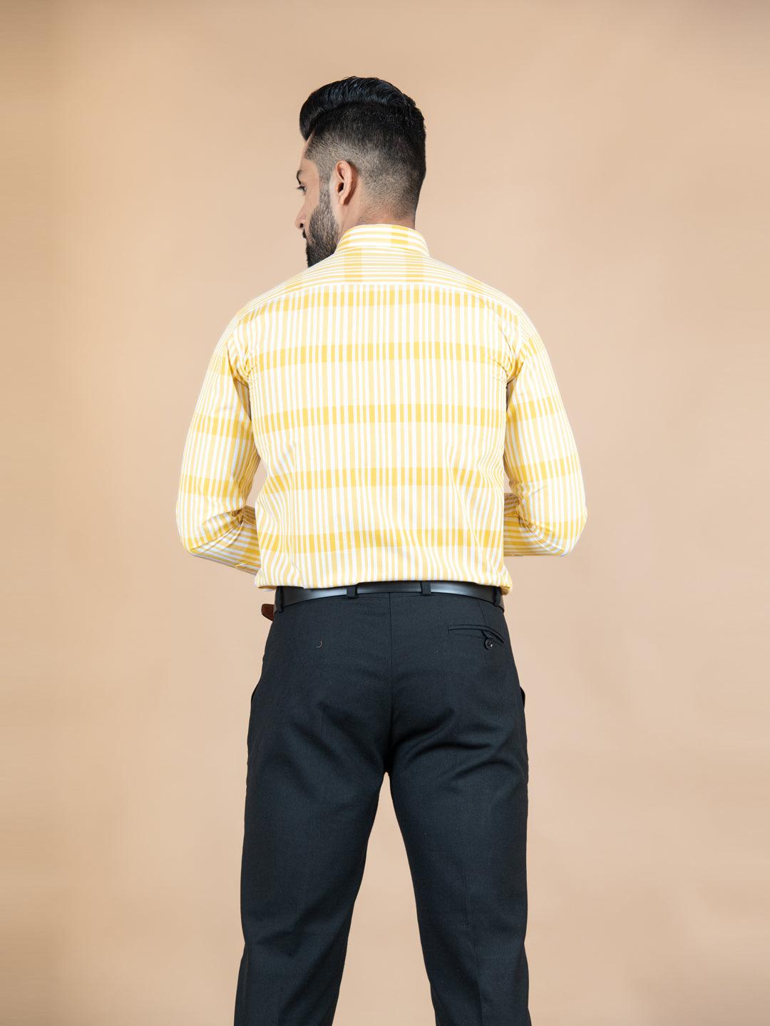 Yellow Stripes and Checks Shirt - Tistabene