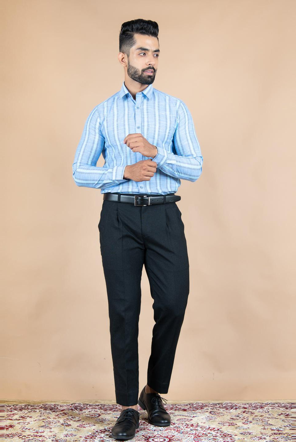 Blue Cotton Linen Stripes Shirt - Tistabene