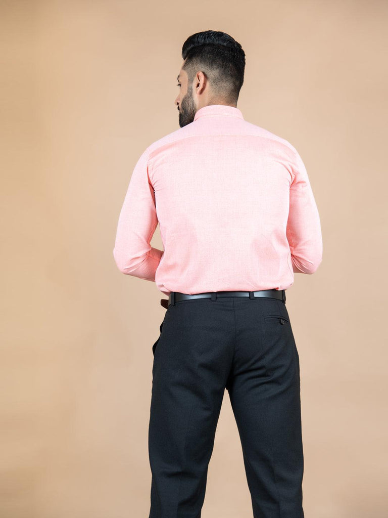 Pink Self Design Giza Cotton Shirt - Tistabene