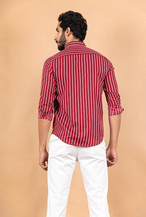 Red Stripes Crepe Shirt - Tistabene