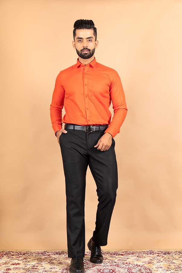 Orange Cotton Shirt - Tistabene