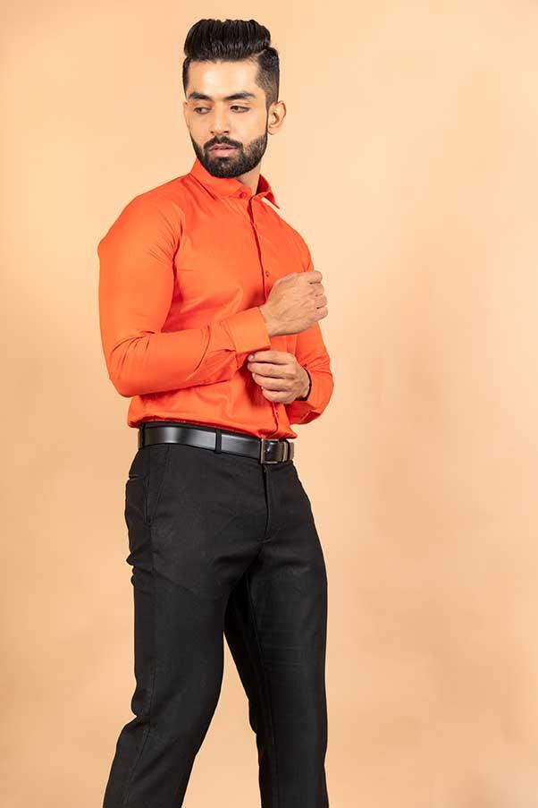 Orange Cotton Shirt - Tistabene