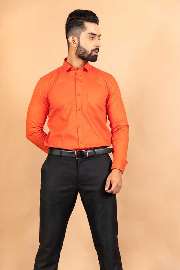 Orange Cotton Shirt - Tistabene