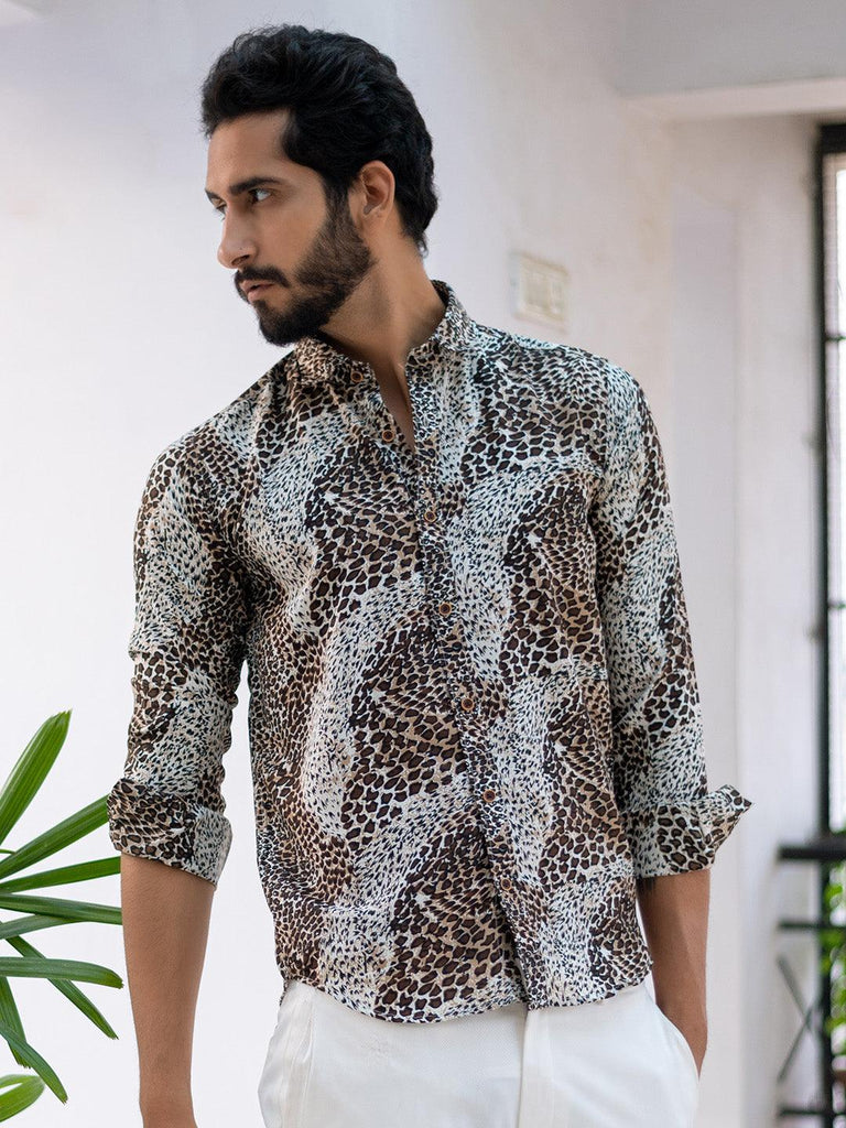 Cheetah Printed Crepe Shirt - Tistabene