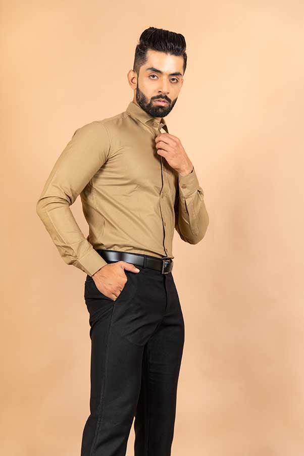 Khaki Cotton Shirt - Tistabene