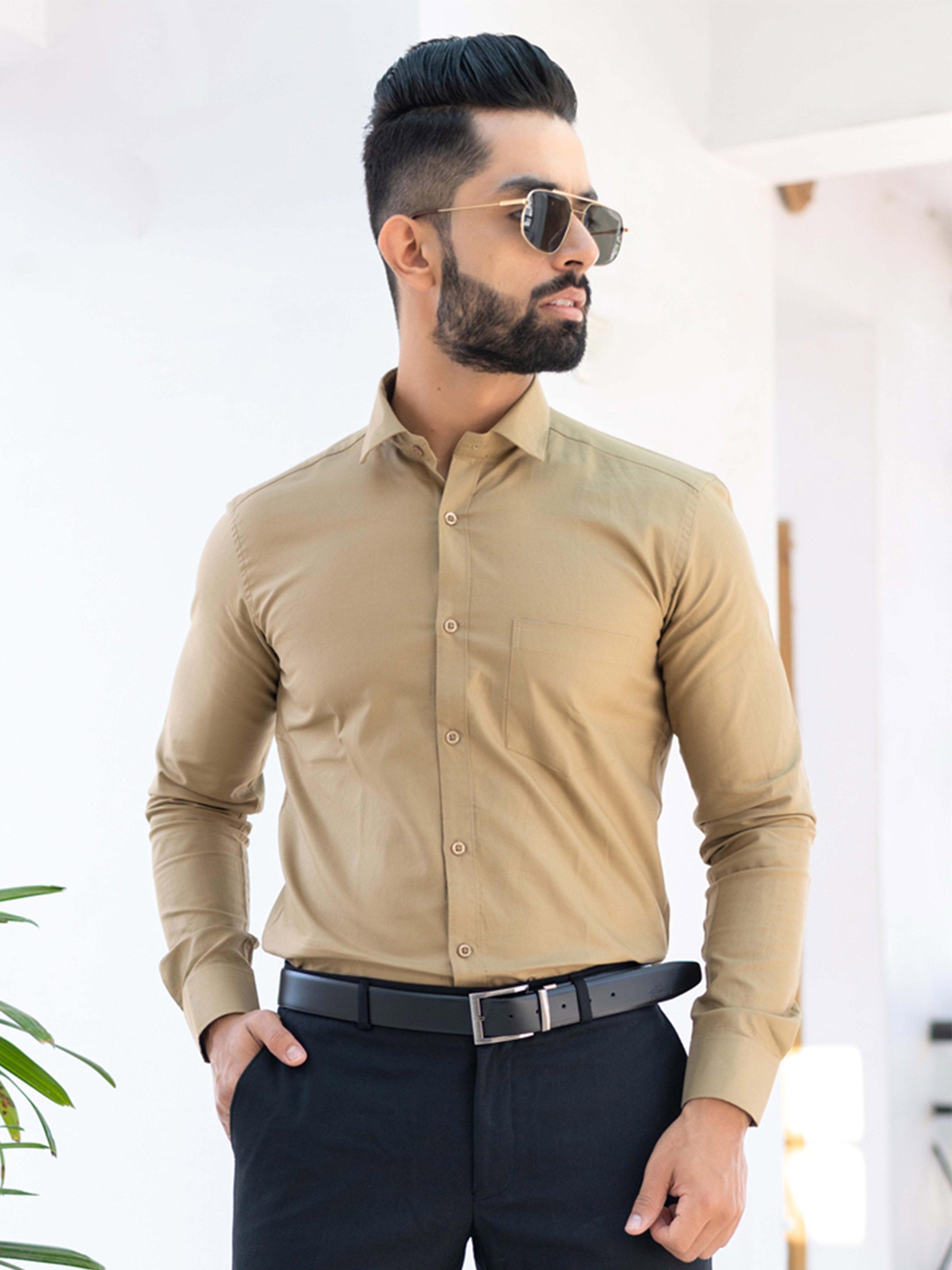 Khaki Cotton Shirt - Tistabene