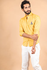 Yellow Mario Embroidered Cotton Shirt