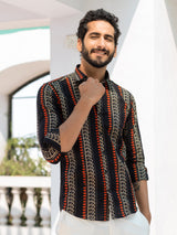 Black Printed Jaipuri Cotton Shirt
