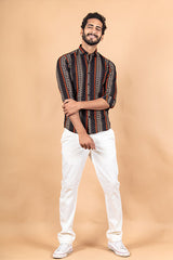 Black Printed Jaipuri Cotton Shirt