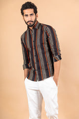 Black Printed Jaipuri Cotton Shirt