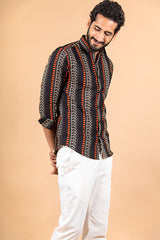Black Printed Jaipuri Cotton Shirt