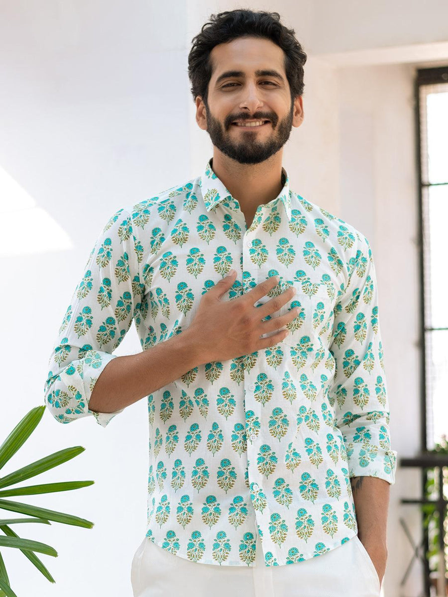 Buy White Printed Jaipuri Shirt Online At Best Prices | Tistabene