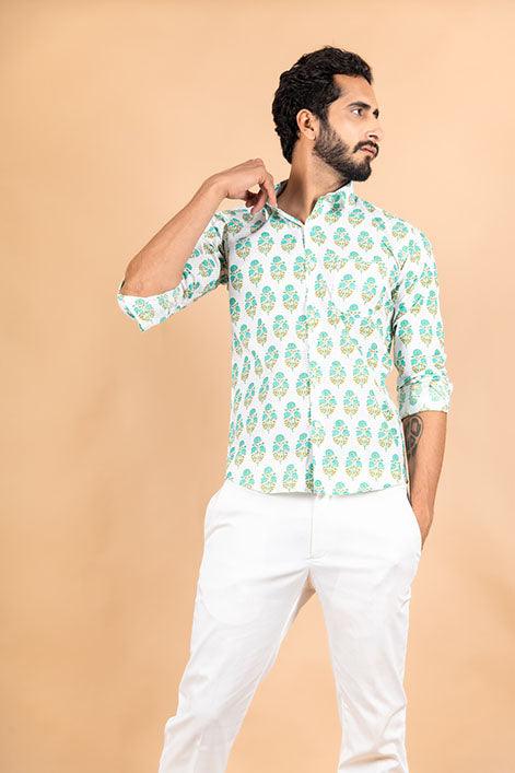 Buy White Printed Jaipuri Shirt Online At Best Prices | Tistabene