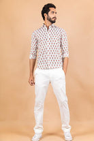 white printed shirt for men