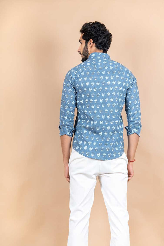 Grey Jaipuri Print Cotton Shirt