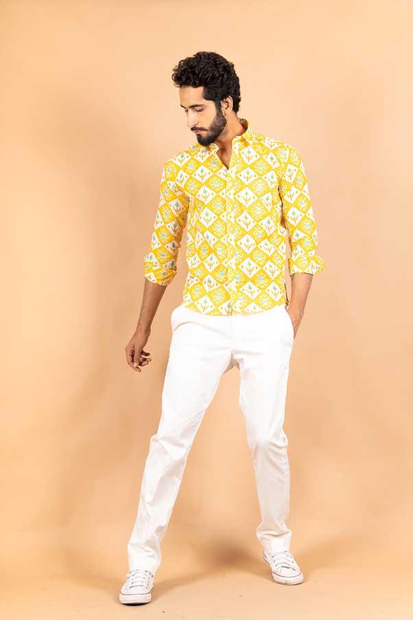 Yellow Jaipuri Printed Shirt