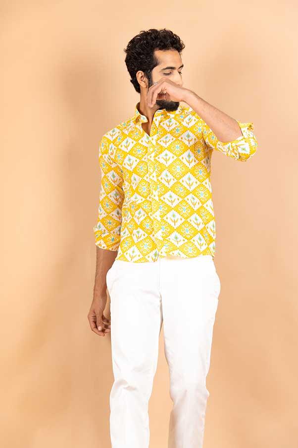 Yellow Jaipuri Printed Shirt