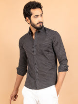 Black Jaipuri Printed Cotton Shirt