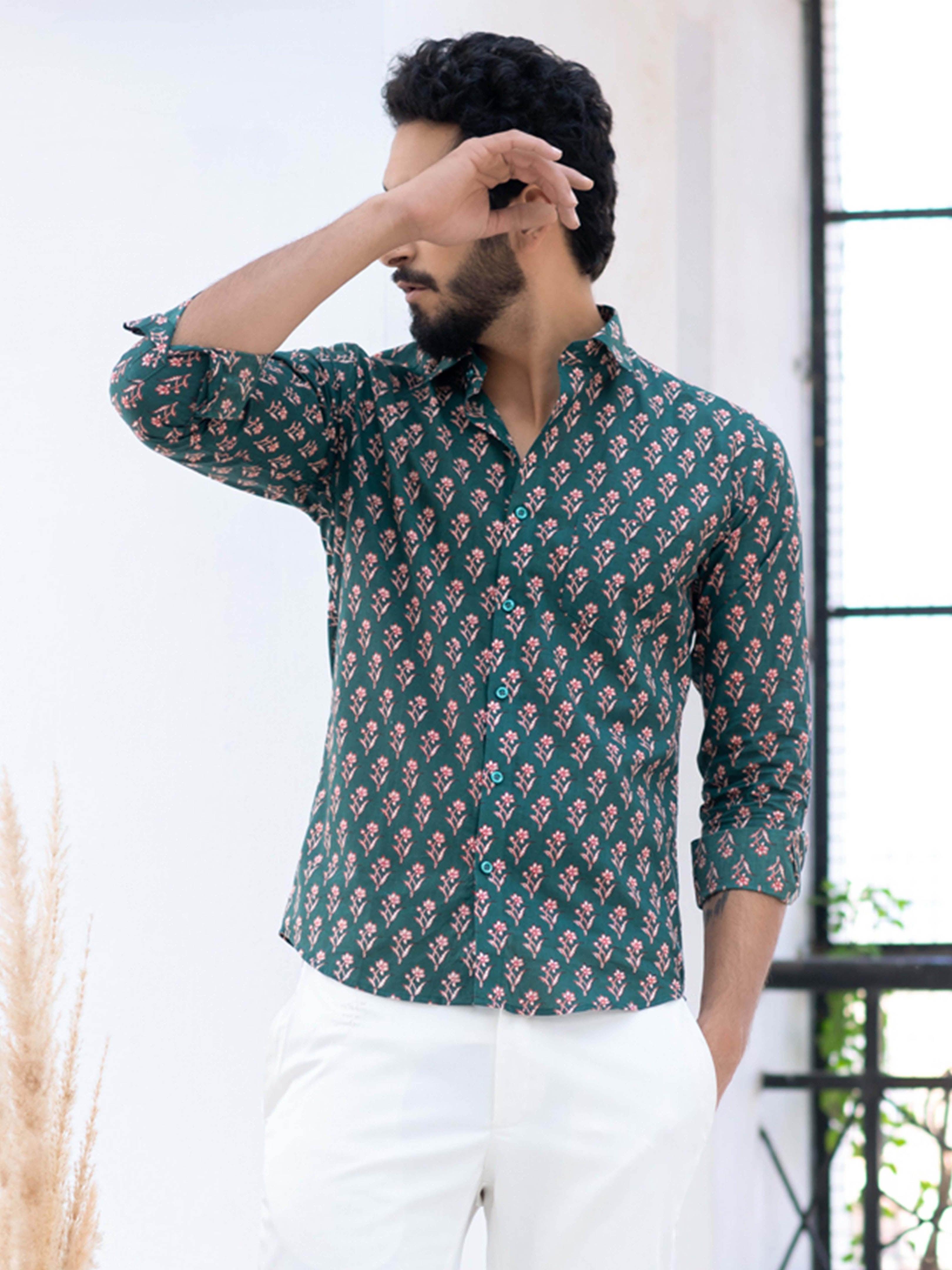 printed green shirt