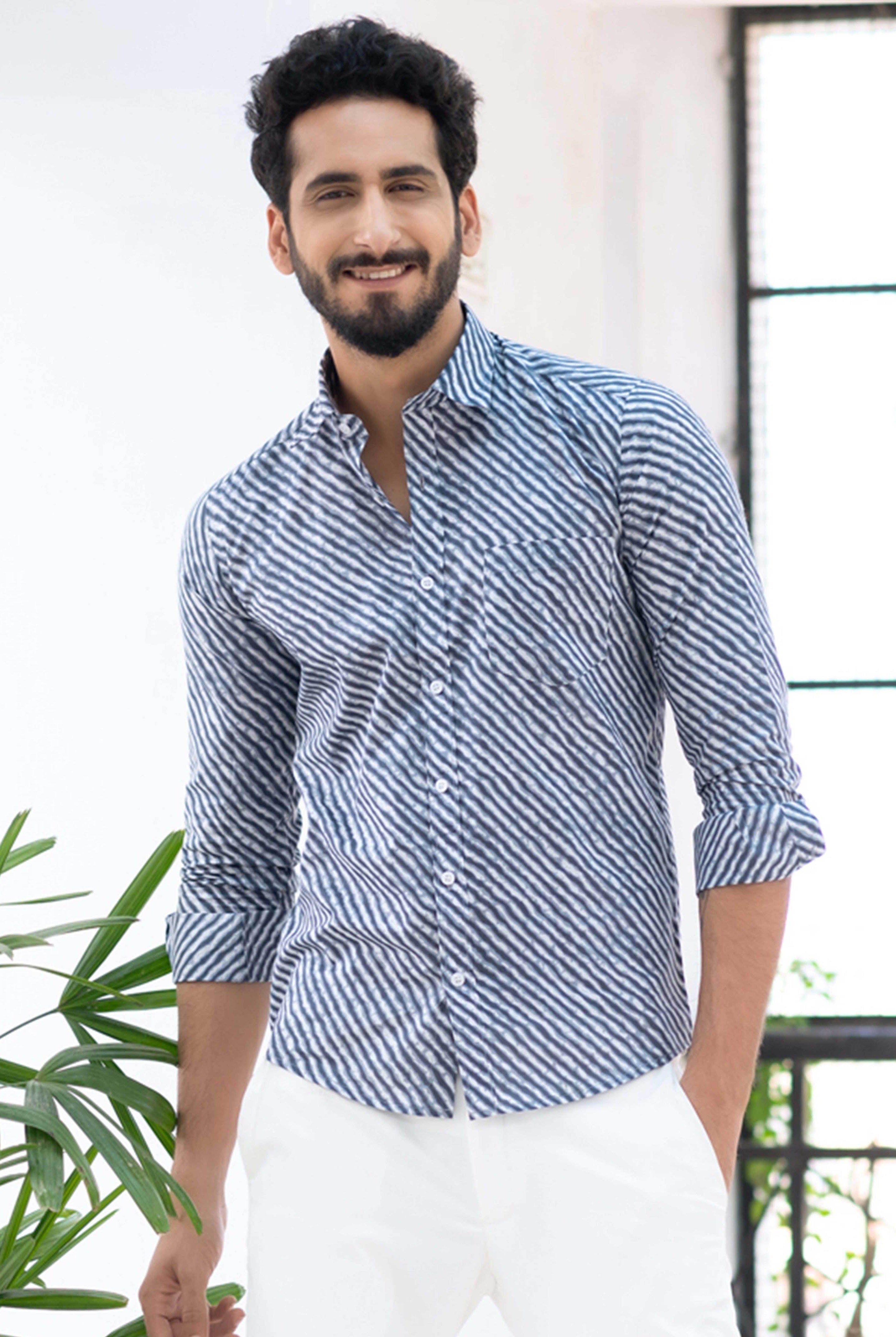 Grey Jaipuri Printed Cotton Shirt 