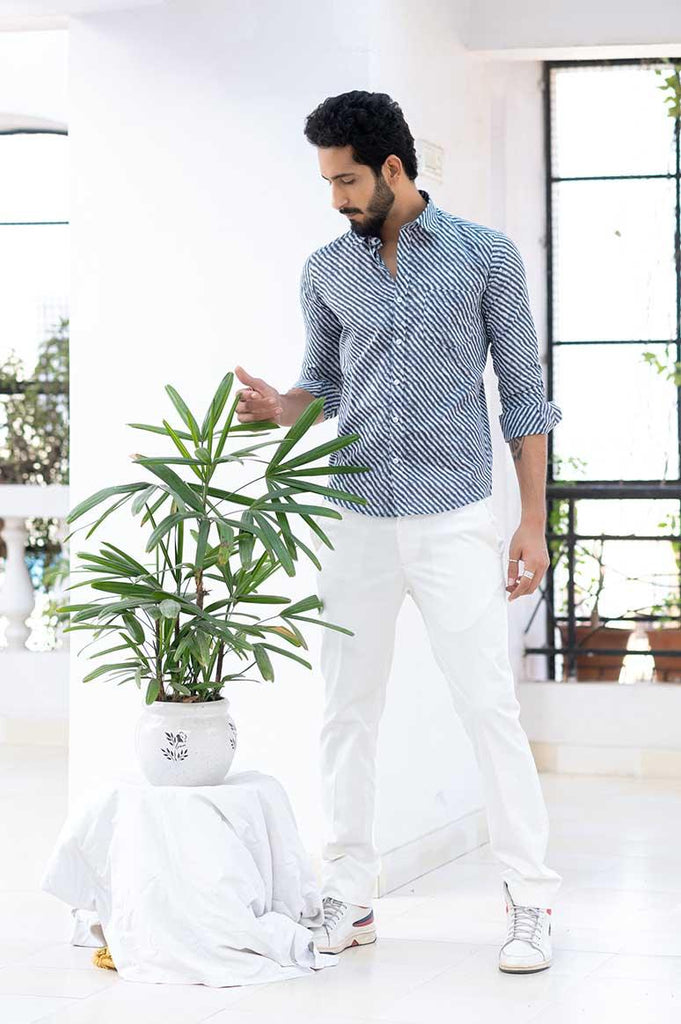 Grey Jaipuri Printed Cotton Shirt - Tistabene
