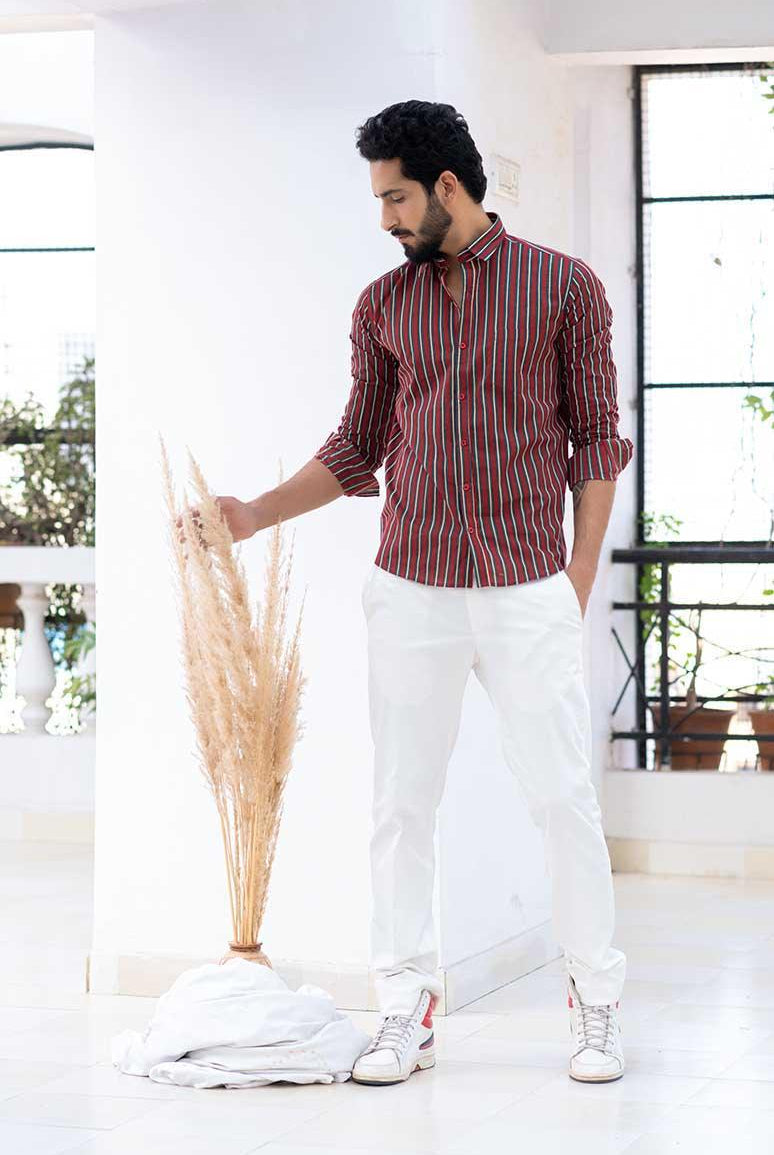 Red Stripe Jaipuri Cotton Shirt - Tistabene