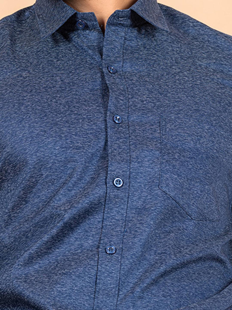 Blue Formal Solid Giza Cotton Shirt - Tistabene